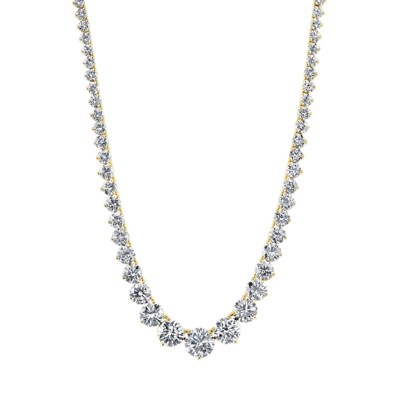 Manfredi Jewels Jewelry - Round Cut 18K Yellow Gold 14.50ct Diamonds Tennis Necklace