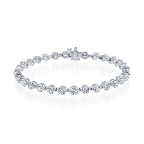 Round Cut 9.02ct 14K White Gold Diamond Bracelet