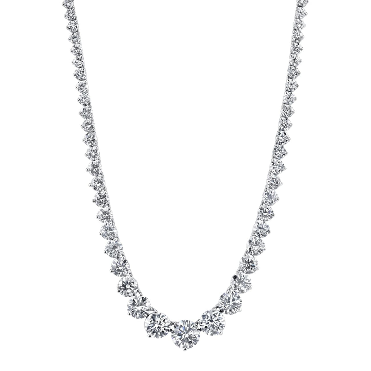 Manfredi Jewels Jewelry - Round Cut Platinum 31.17ct Riviera Diamond Tennis Necklace (Pre-Order) | Manfredi Jewels