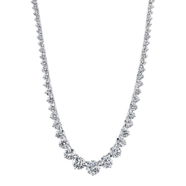 Manfredi Jewels Jewelry - Round Cut Platinum 31.17ct Riviera Diamond Tennis Necklace (Pre-Order) | Manfredi Jewels