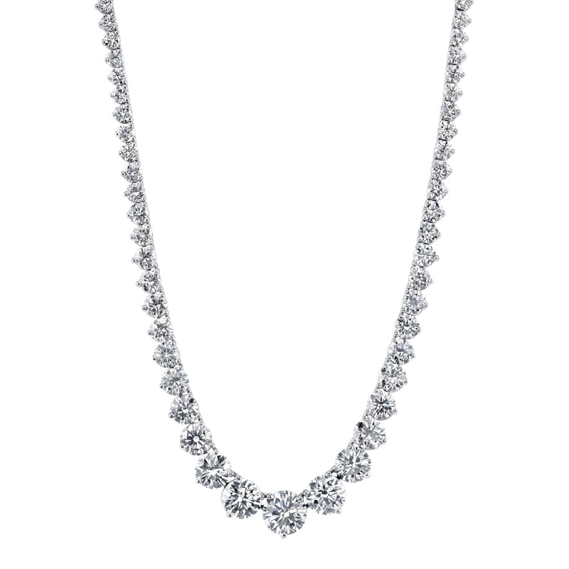 Manfredi Jewels Jewelry - Round Cut Platinum 31.17ct Riviera Diamond Tennis Necklace