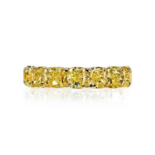 Manfredi Jewels Eternity Bands - Square Cushion Cut 7.54 ct 18K Yellow Gold Diamond Band Ring