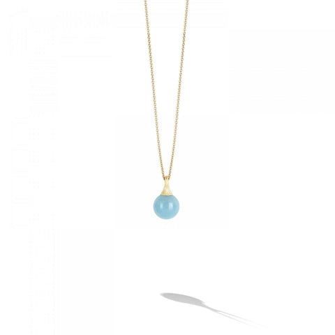18KT YELLOW GOLD AQUA AFRICA BOULE NECKLACE, 15 1/4"