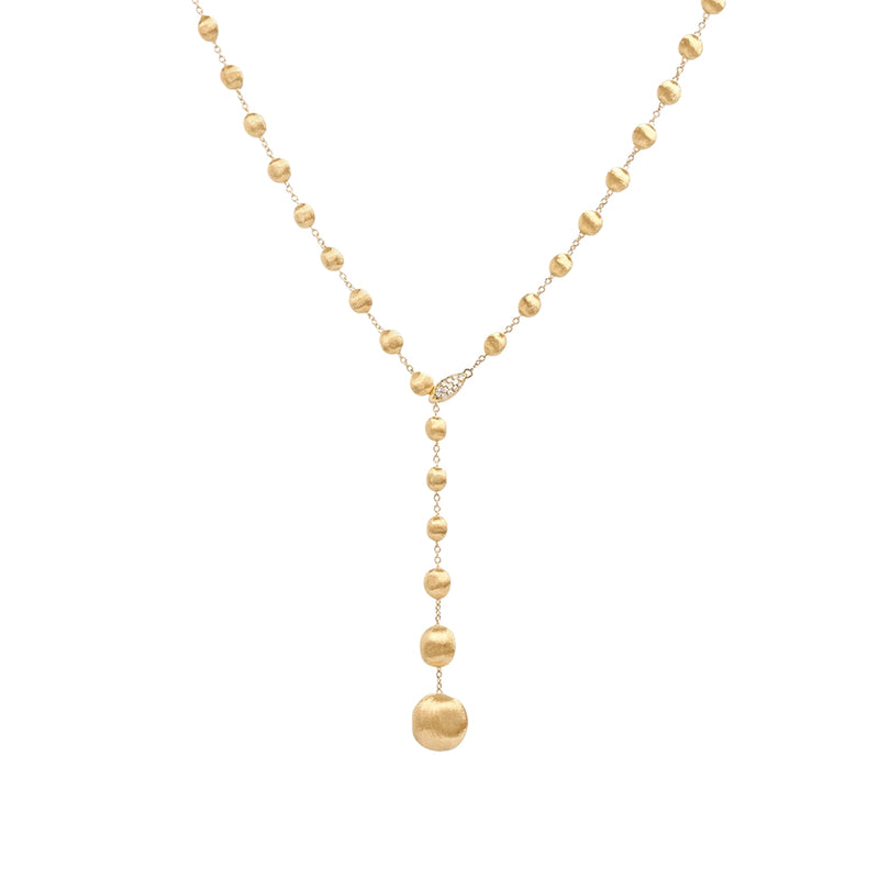 Marco Bicego Jewelry - Africa 18K Yellow Gold Diamond Pave Clast Lariat Necklace | Manfredi Jewels