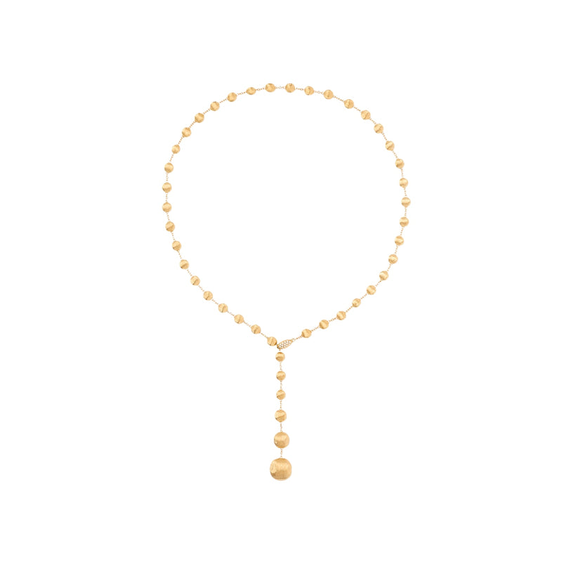 Marco Bicego Jewelry - Africa 18K Yellow Gold Diamond Pave Clast Lariat Necklace | Manfredi Jewels