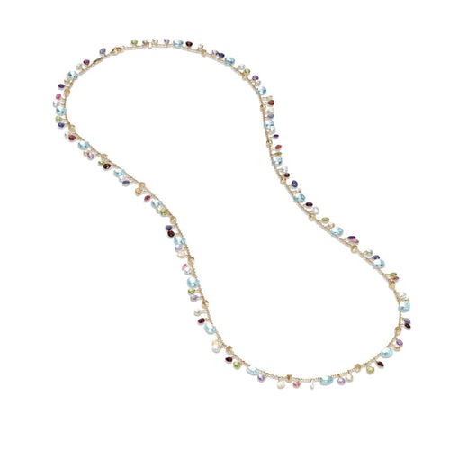 Marco Bicego Jewelry - Blue Topaz And Mixed Gemstone 18K Yellow Gold Long Necklace | Manfredi Jewels