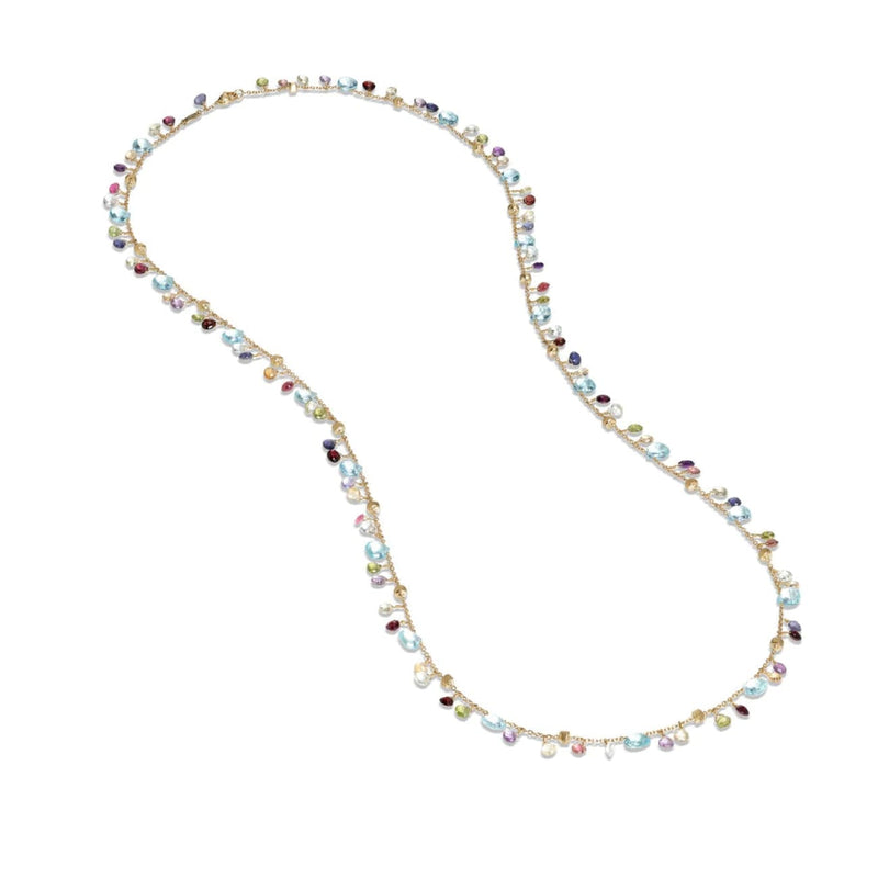 Marco Bicego Jewelry - Blue Topaz And Mixed Gemstone 18K Yellow Gold Long Necklace | Manfredi Jewels