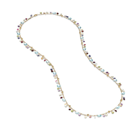 Blue Topaz And Mixed Gemstone 18K Yellow Gold Long Necklace