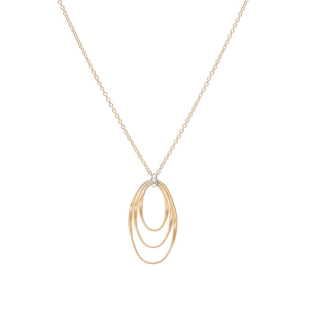 Marco Bicego Jewelry - Marrakech Onde 18K Yellow Gold & Diamond Concentric Small Pendant Necklace | Manfredi Jewels