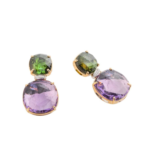 Marco Bicego Jewelry - Jaipur 18K Yellow Gold Green Tourmaline & Amethyst Drop Earrings | Manfredi Jewels