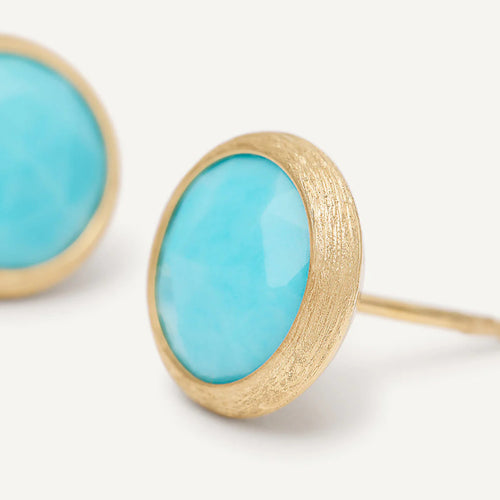 Marco Bicego Jewelry - Jaipur Color 18K Yellow Gold Turquoise Stud Earrings | Manfredi Jewels