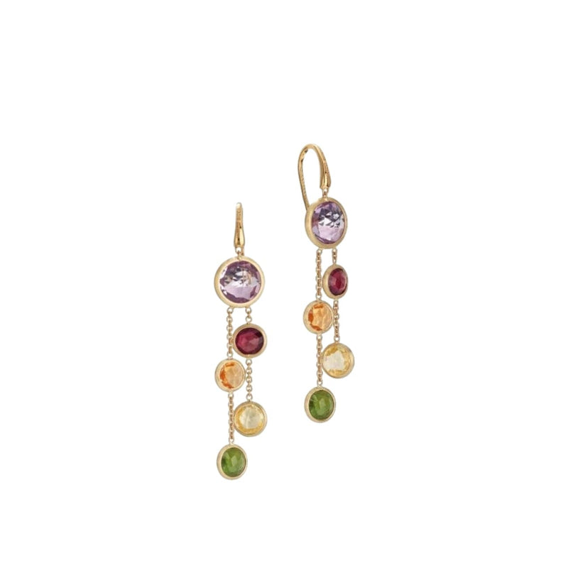 Marco Bicego Jewelry - Jaipur Color Collection 18K Yellow Gold Mixed Gemstone Two Strand Earrings | Manfredi Jewels