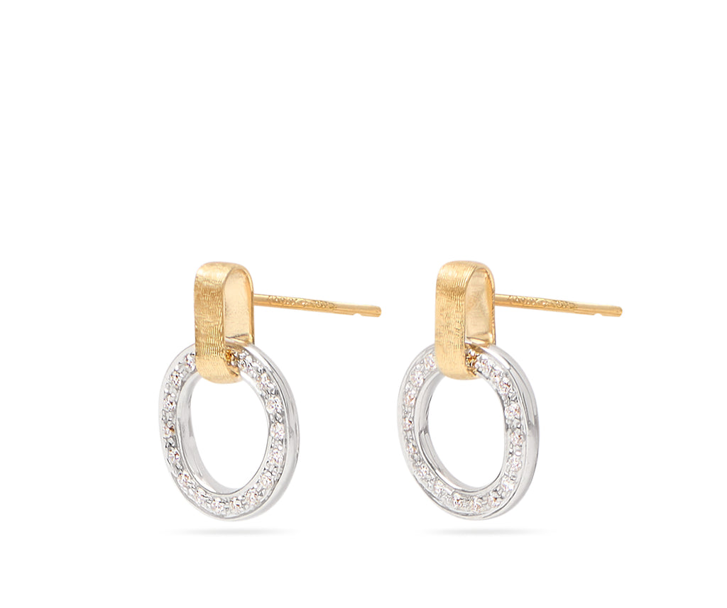 Marco Bicego Jewelry - Jaipur Link 18K Yellow & White Gold Flat-Link Diamond Stud Earrings | Manfredi Jewels