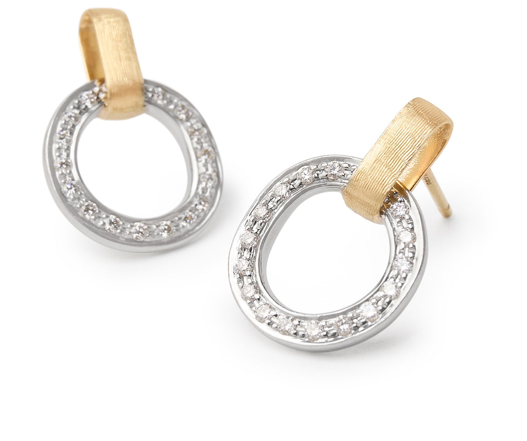 Marco Bicego Jewelry - Jaipur Link 18K Yellow & White Gold Flat-Link Diamond Stud Earrings | Manfredi Jewels