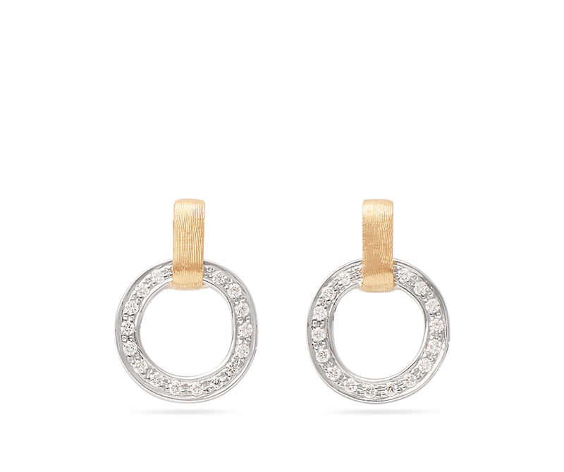 Marco Bicego Jewelry - Jaipur Link 18K Yellow & White Gold Flat - Link Diamond Stud Earrings | Manfredi Jewels