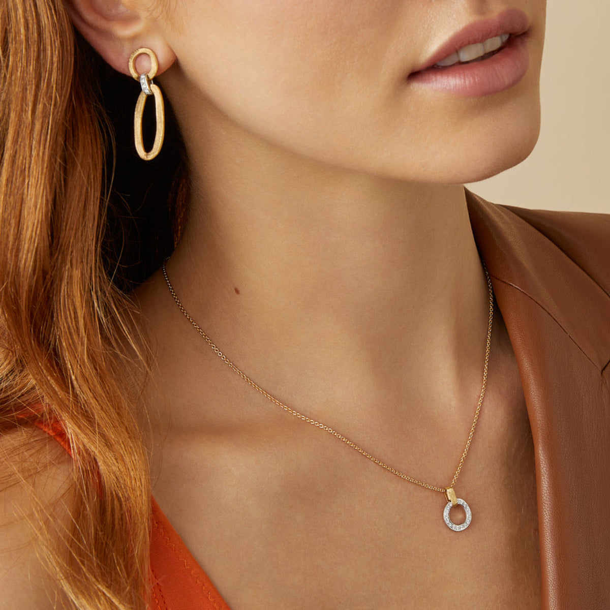 Marco Bicego Jewelry - Jaipur 18K Yellow & White Gold Mixed Link Diamond Drop Earrings | Manfredi Jewels