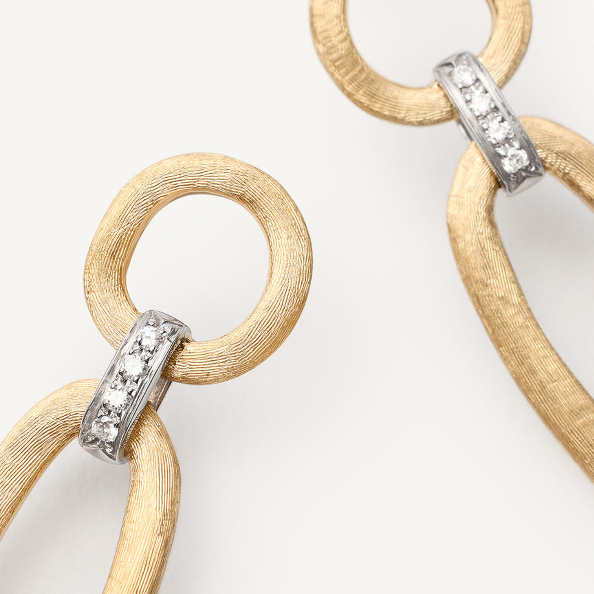 Marco Bicego Jewelry - Jaipur 18K Yellow & White Gold Mixed Link Diamond Drop Earrings | Manfredi Jewels