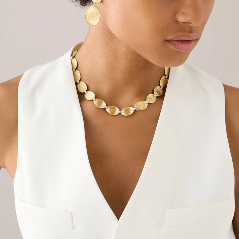 Marco Bicego Jewelry - Lunaria 18K Yellow Gold Collar Necklace with Diamond Accents | Manfredi Jewels