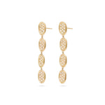 Marco Bicego Jewelry - Lunaria 18K Yellow Gold Pavé Link Linear Diamond Drop Earrings | Manfredi Jewels
