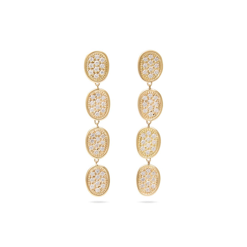 Marco Bicego Jewelry - Lunaria 18K Yellow Gold Pavé Link Linear Diamond Drop Earrings | Manfredi Jewels