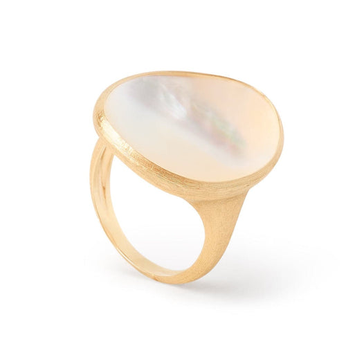 Marco Bicego Jewelry - Lunaria 18K Yellow Gold White Mother of Pearl Large Cocktail Ring | Manfredi Jewels