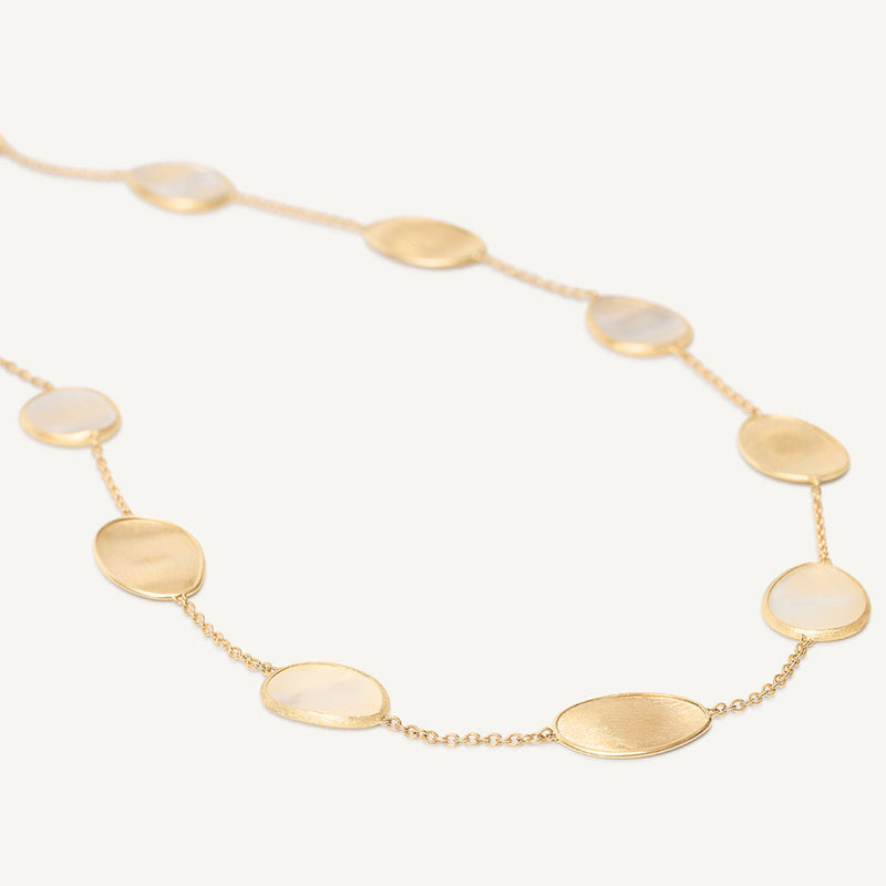 Marco Bicego Jewelry - Lunaria 18K Yellow Gold White Mother of Pearl Long Necklace | Manfredi Jewels