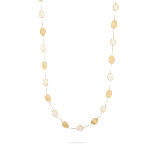 Marco Bicego Jewelry - Lunaria 18K Yellow Gold White Mother of Pearl Long Necklace | Manfredi Jewels