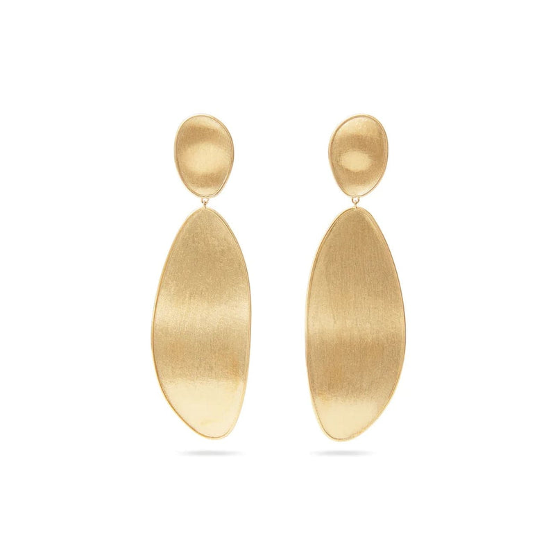 Marco Bicego Jewelry - Lunaria Collection Elongated Double 18K Yellow Gold Drop Earrings | Manfredi Jewels