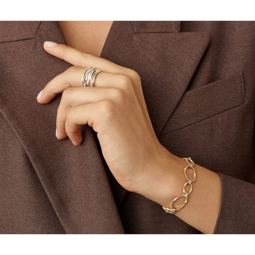 Marco Bicego Jewelry - Marrakech 18K Yellow Gold Flat Link Diamond Bracelet | Manfredi Jewels