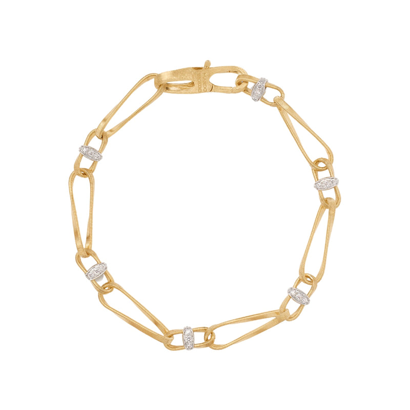 Marco Bicego Jewelry - Marrakech 18K Yellow Gold Twisted Coil Diamond Link Bracelet | Manfredi Jewels