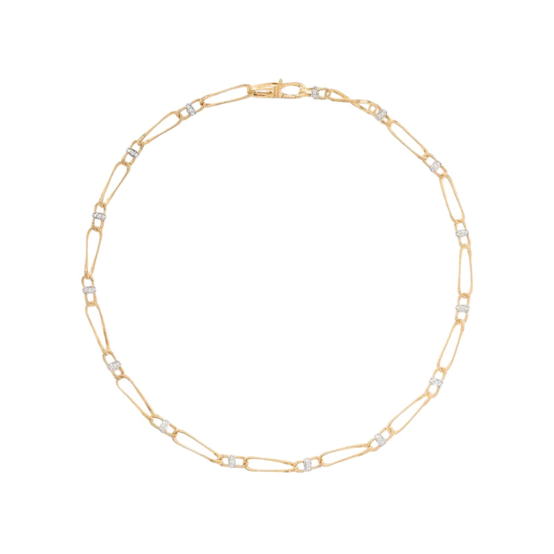 Marco Bicego Jewelry - Marrakech 18K Yellow Gold Twisted Coil Link Diamonds Necklace | Manfredi Jewels