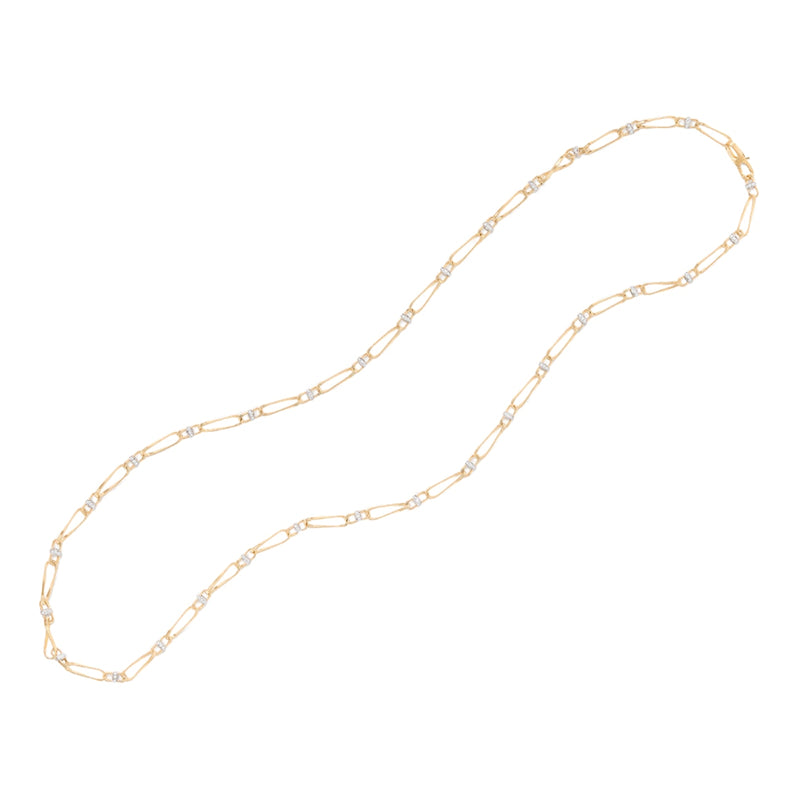 Marco Bicego Jewelry - Marrakech 18K Yellow Gold Twisted Coil Long Link Diamond Necklace | Manfredi Jewels