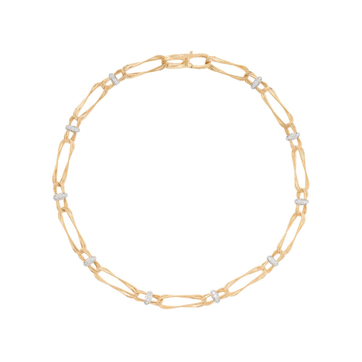 Marco Bicego Jewelry - Marrakech 18K Yellow Gold Twisted Double Coil Diamond Link Necklace | Manfredi Jewels
