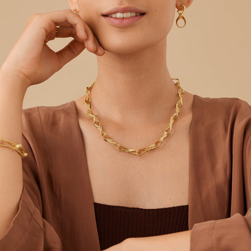 Marco Bicego Jewelry - Marrakech 18K Yellow Gold Twisted Double Coil Link Necklace | Manfredi Jewels