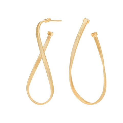 Marrakech 18K Yellow Gold Twisted Irregular Medium Hoops Earrings