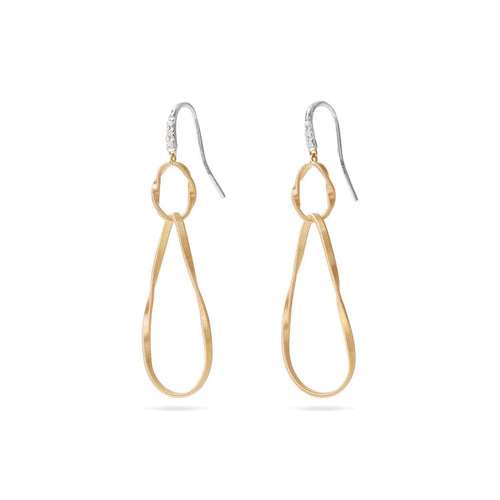 Marco Bicego Jewelry - Marrakech Onde 18K Yellow Gold Double Drop Hoop Diamond Earrings | Manfredi Jewels