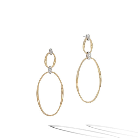 Marrakech Onde 18K Yellow Gold Flat Link Double Drop Diamond Earrings