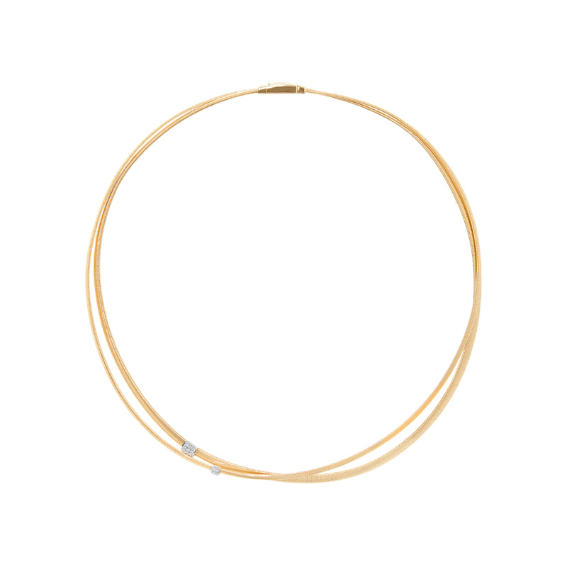 Marco Bicego Jewelry - Masai 18K Yellow Gold 2 Strand Diamond Station Collar Necklace | Manfredi Jewels