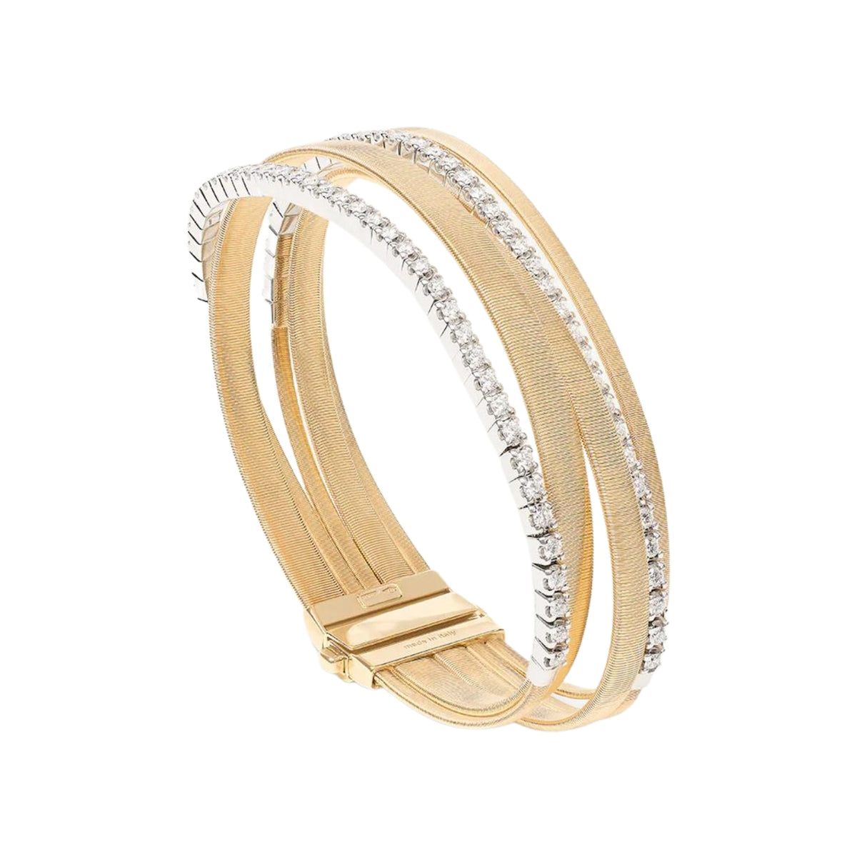 Marco Bicego Jewelry - Masai 18K Yellow Gold 5-Strand Coil Diamond Pavé Bands Bracelet | Manfredi Jewels