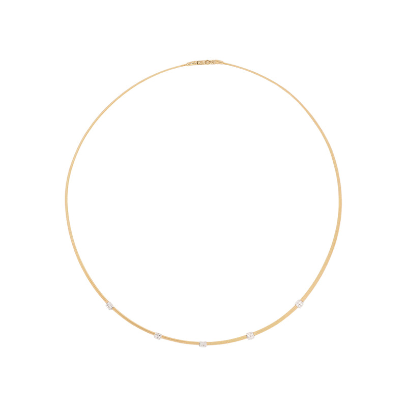 Marco Bicego Jewelry - Masai 18K Yellow Gold Coil 5 Station Diamond Collar Necklace | Manfredi Jewels