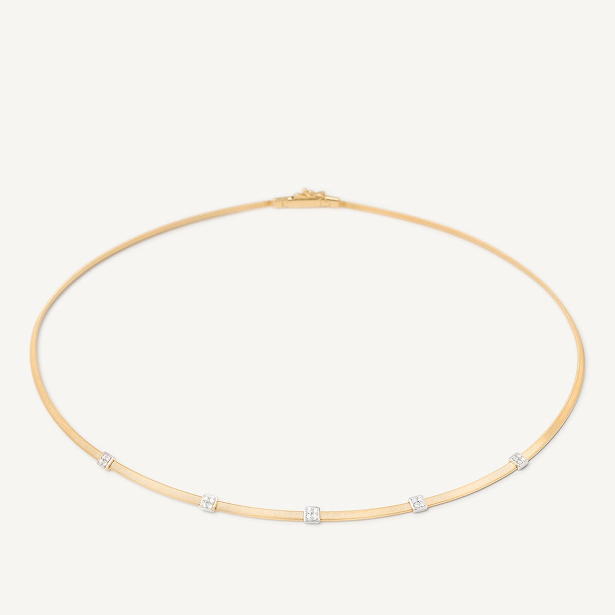 Marco Bicego Jewelry - Masai 18K Yellow Gold Coil 5 Station Diamond Collar Necklace | Manfredi Jewels