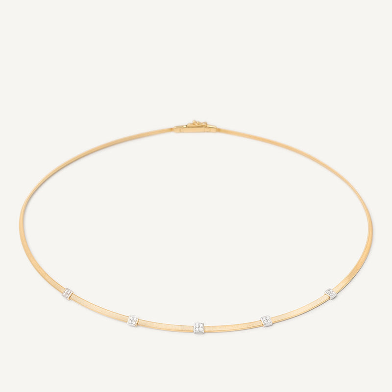 Marco Bicego Jewelry - Masai 18K Yellow Gold Coil 5 Station Diamond Collar Necklace | Manfredi Jewels