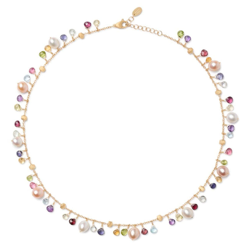 Marco Bicego Jewelry - Paradise 18K Yellow Gold Freshwater Pearl & Mixed Semiprecious Bead Single Strand Necklace | Manfredi Jewels
