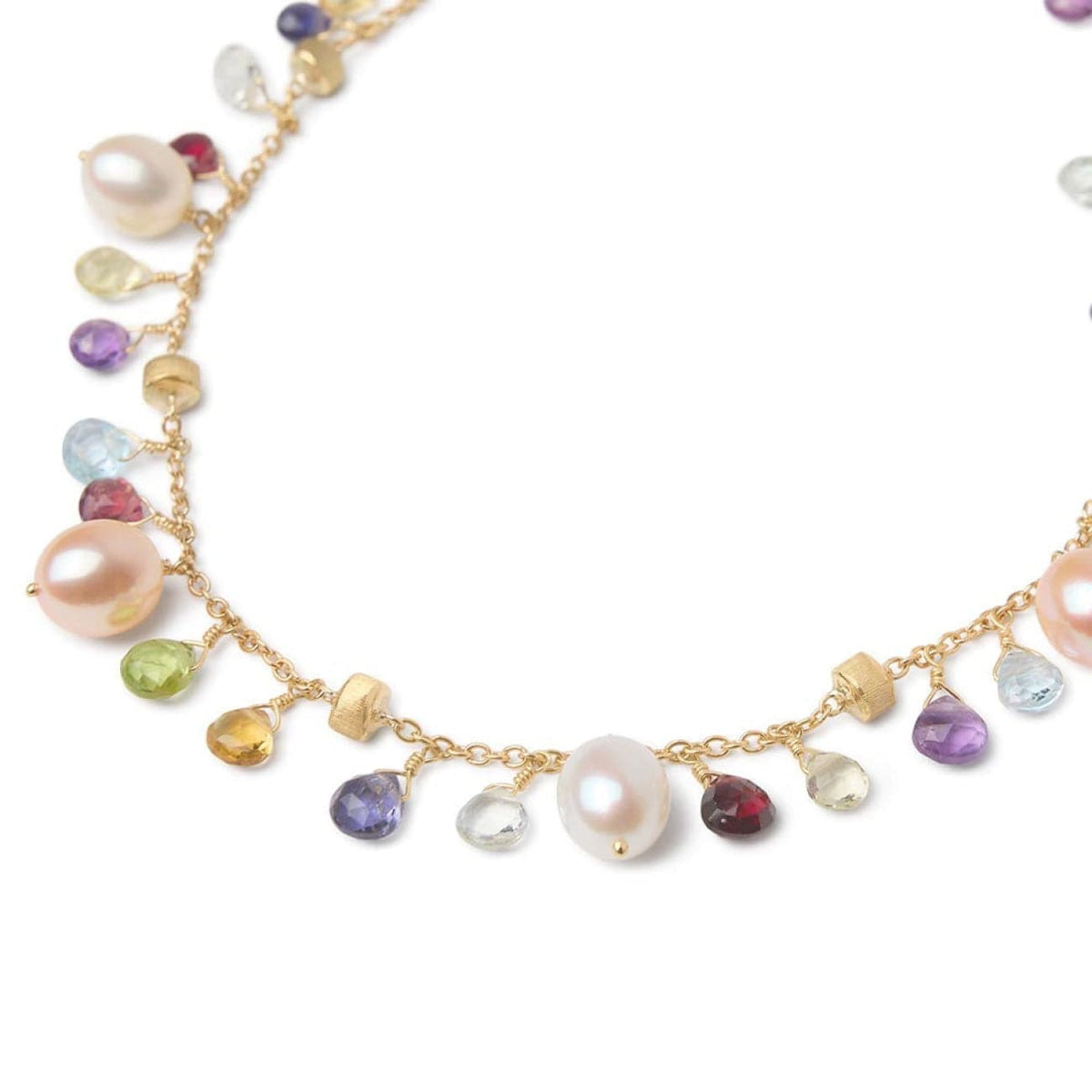 Marco Bicego Jewelry - Paradise 18K Yellow Gold Freshwater Pearl & Mixed Semiprecious Bead Single Strand Necklace | Manfredi Jewels