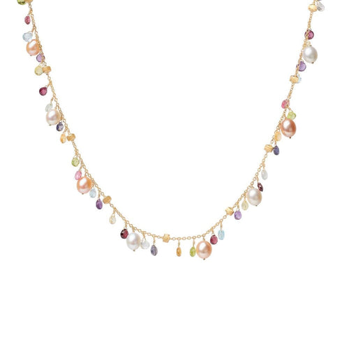 Marco Bicego Jewelry - Paradise 18K Yellow Gold Freshwater Pearl & Mixed Semiprecious Bead Single Strand Necklace | Manfredi Jewels