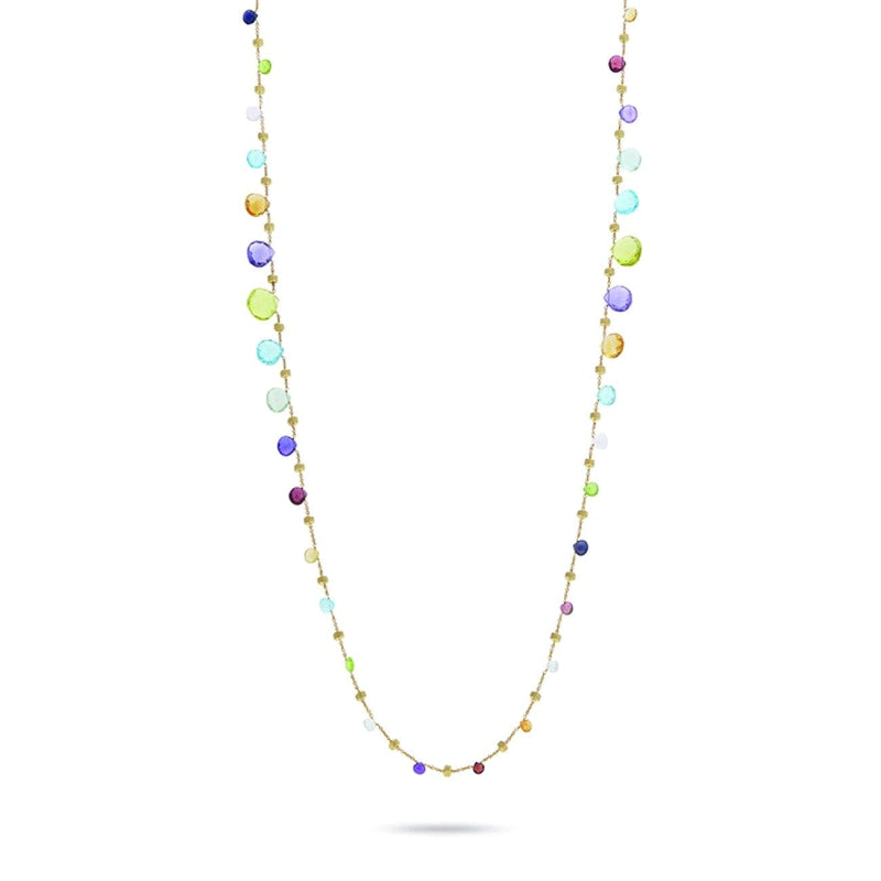Marco Bicego Jewelry - Paradise 18K Yellow Gold Mixed Gemstone Graduated Long Necklace | Manfredi Jewels