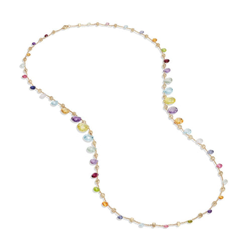 Marco Bicego Jewelry - Paradise 18K Yellow Gold Mixed Gemstone Graduated Long Necklace | Manfredi Jewels