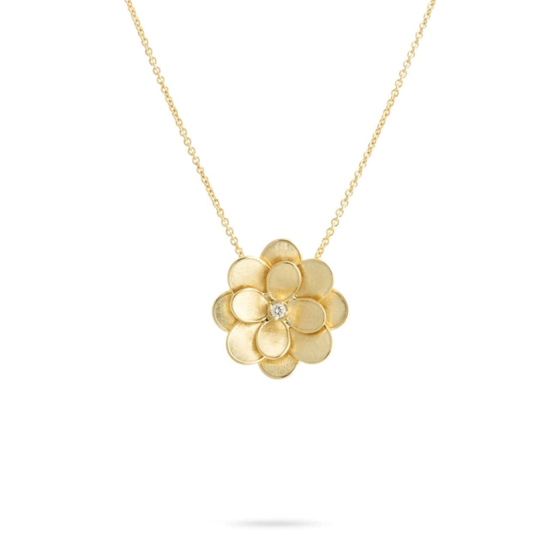 Marco Bicego Jewelry - Petali 18K Yellow Gold Diamond Large Flower Pendant Necklace | Manfredi Jewels