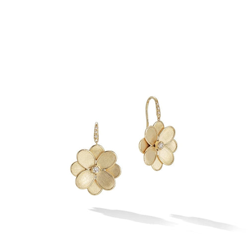 Marco Bicego Jewelry - Petali 18K Yellow Gold Flower French Hook Diamond Earrings | Manfredi Jewels