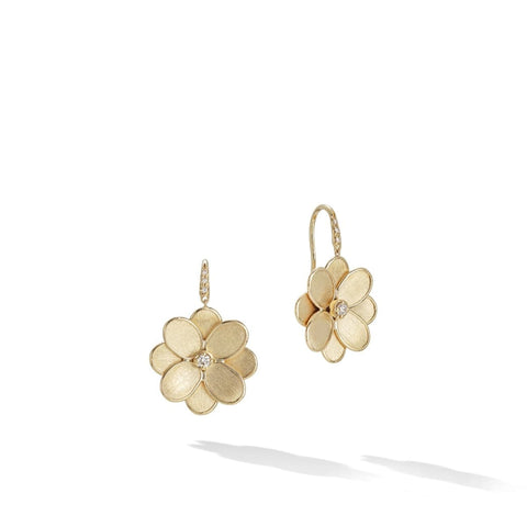 Petali 18K Yellow Gold Flower French Hook Diamond Earrings